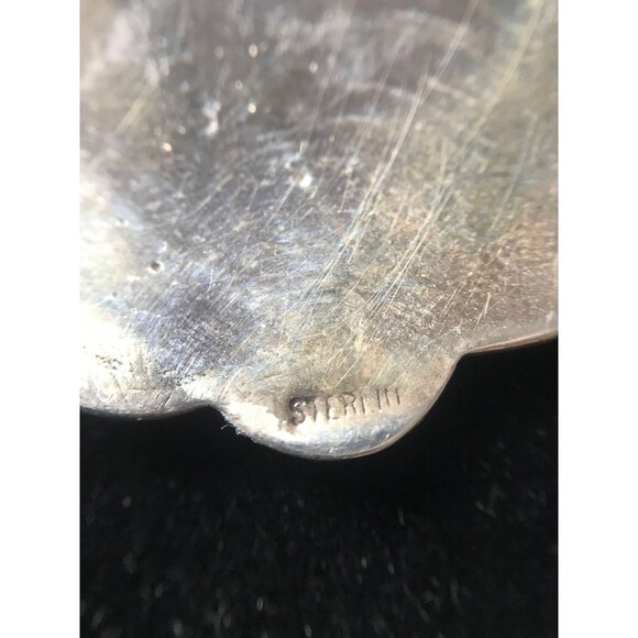 Vtg 1960's Peyote Bird Pendant Inlaid Chipped Turquoise & Coral Stamped Sterling - Picture 6 of 10